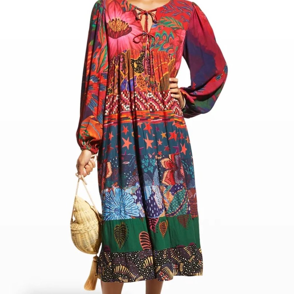 FARM Rio Mixed Prints Tunic Dress